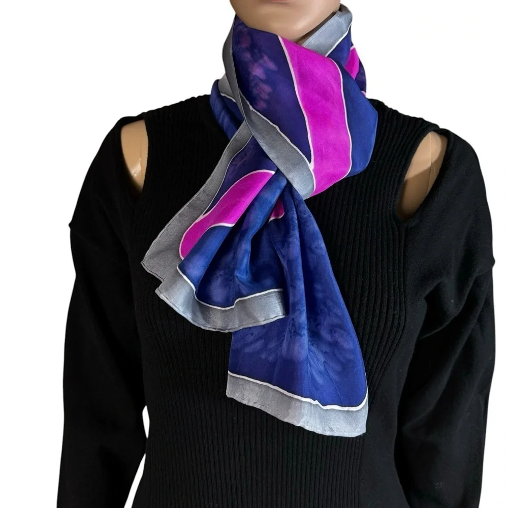 Hand-Dyed Silk Rectangle Scarf 12'' x 58''